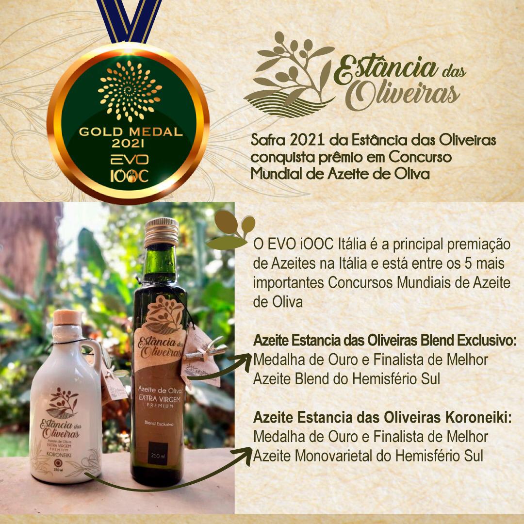 Safra 2021 do azeite Gaúcho Estância das Oliveiras conquista Prêmio em Concurso Mundial de Azeites